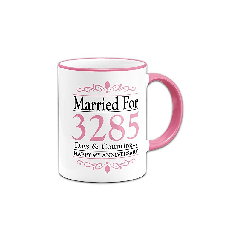 Pair of Married for.Days & Counting. Anniversary (9th Pottery) Novelty