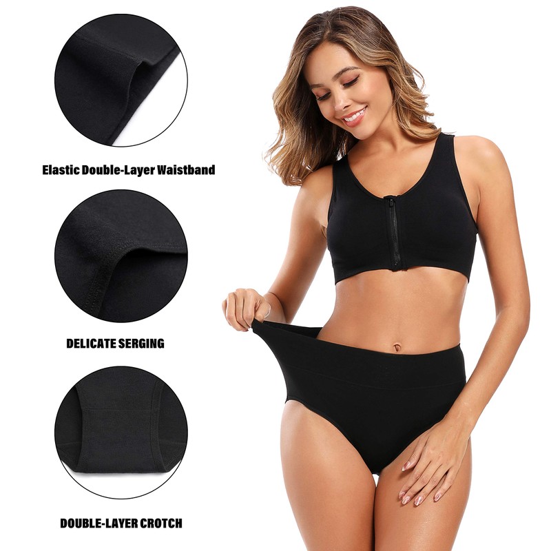 Molasus Women's Soft Cotton Underwear Briefs High Waisted Postpartum Panties