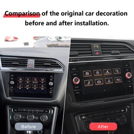 Auovo Radio Knob Covers Compatible with Volkswagen VW Accessories Tiguan Taos Jetta Atlas Arteon Golf Aluminum Alloy Audio Knob Cover Audio Volume Button Ring (Red, 2pcs)