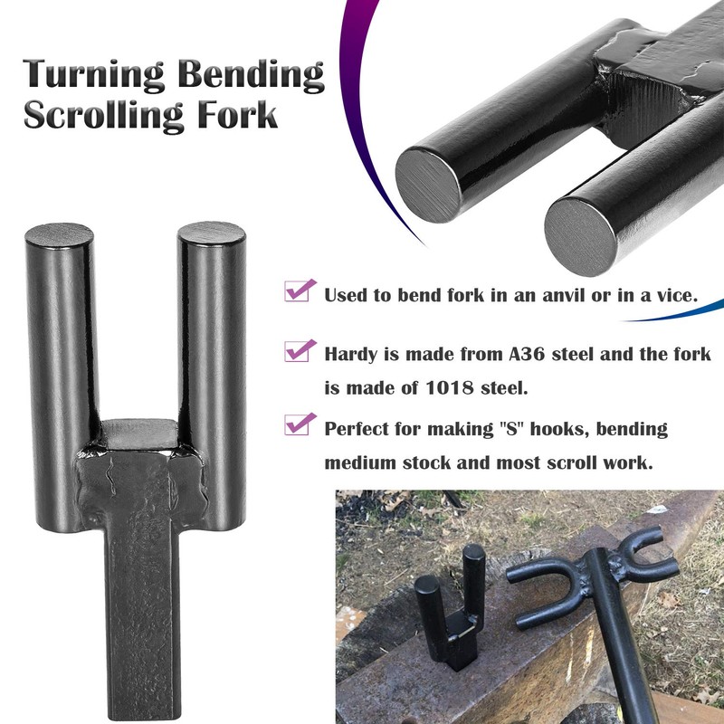 Bonbo 5PCS Blacksmith Anvil Hardy Tool Set 1 Inch Hot