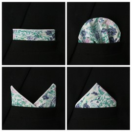 GHTIYLP Floral Pocket Squares for Men with Holder Printed Flower Mens Handkerchief Cotton Suit Pocket Hanky for Wedding (Pastel Floral)