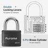 Puroma 2 Pack Keyed Padlock with 3 Keys Alike, 1.1