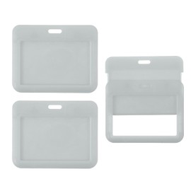 PATIKIL 3 Pack Clear Badge Holder, Plastic ID Badge Holder Clear Window Horizontal ID Protector Clips for Credit Cards Proximity Key Cards Licenses, Grey