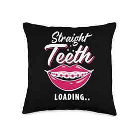 Braces Dental Orthodontic Colors Teeth Brush Assistant Throw Pillow