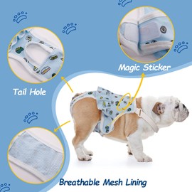 QBLEEV Dog Diapers Female Washable Sanitary Pantie with Adjustable Suspender, Reusable Doggie Period Panties, Pet Underwear Diaper Jumpsuits for Male Dogs in Heat, Puppy Diapers for French Bulldog L