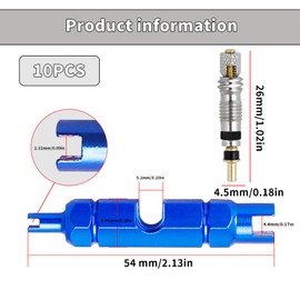 ASIRYVA 10pcs Presta Valve Cores, Tubeless Valves & Remover Tool Kit for Universal Road Bike Car Includes Valve Wrench