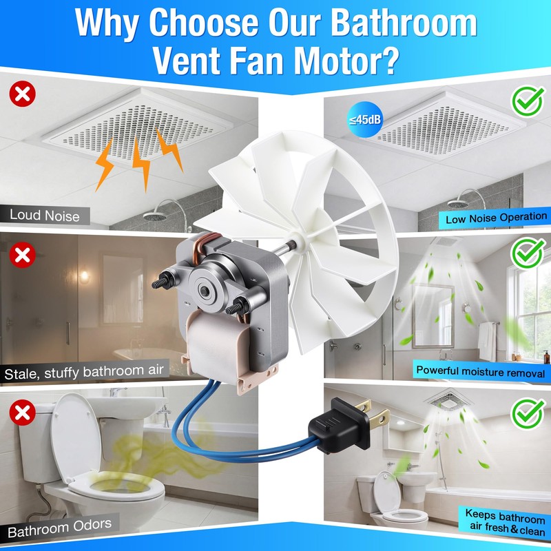 Gulfmew Universal Bathroom Vent Exhaust Fan Motor Replacement, Electric Motors