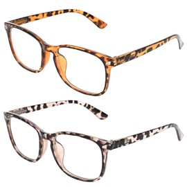 Hileyu 2 Pieces Blue Light Blocking Glasses, Clear Eye Glasses Fashion Blue Screen Glasses Computer Clear Lens Glasses Blue Light Filter Glasses for Women Men Anti Glare Migraine (Brown)