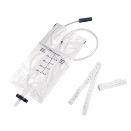 Puffio 500ml Urinary Drainage Leg Bag with Anti-Reflux T Valve, Two Silicone Straps. (Pack of 5)