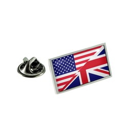 United Kingdom UK & USA Split Flag Silver Lapel Pin Badge