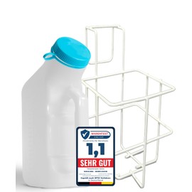 Leak-proof urine bottle for men made of solid plastic including sturdy holder for bed with luminous lid, odour protection, 1000 ml urine bottle for home, after surgery, and on the go