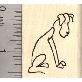 Great Dane Rubber Stamp, Stick Figure Dog