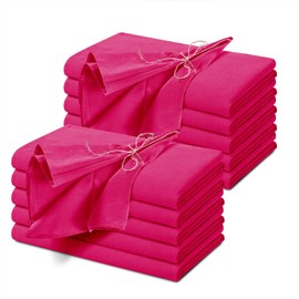 NSGZ 12Pack Linen Dinner Napkins, 20x20 Inch Linen Napkins Hot Pink Washable Dinner Napkins Flax Dinner Cloth Napkins Cotton Linen Napkins, Hemstitch Linen Napkins for Dinner, Wedding, Restaurant