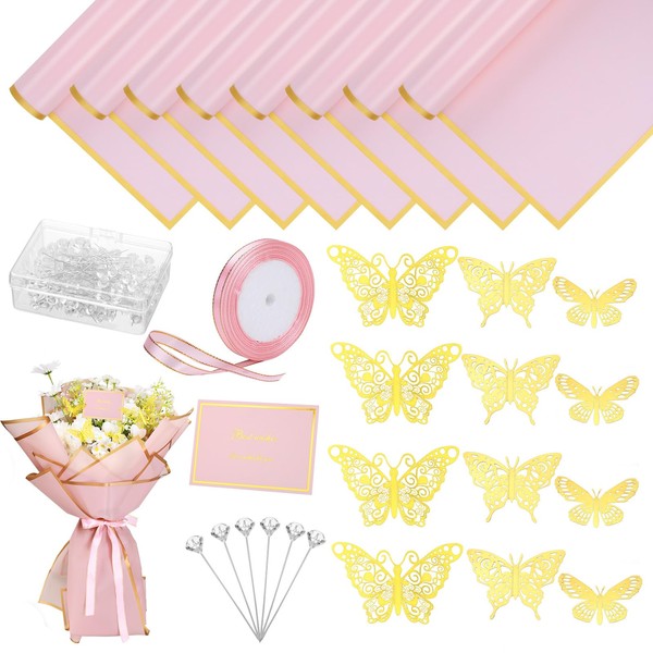 woric 93 Pcs Flower Bouquet Wrapping Paper Kits, 20 Sheets