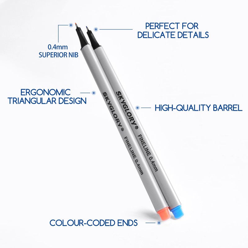 SKYGLORY Fineliner Colour Pens Set, Fine Tip Markers for Adult