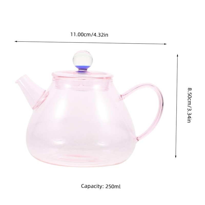 SHOWERORO 250ml Small Glass Tea Kettle Tea Pot with Lid