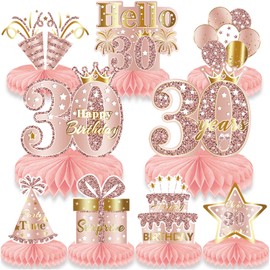 30th Birthday Decorations, Girls Birthday Party Supplies, Honeycomb Table Topper For Birthday Party Decorations, 18th Birthday Decorations Set for Girls (30TH)