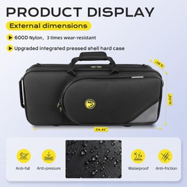 Omebaige Sax Cases, Lightweight Alto Sax Case for Eb Alto Saxophone; (IF-ALTOSAX-SQUARE01)