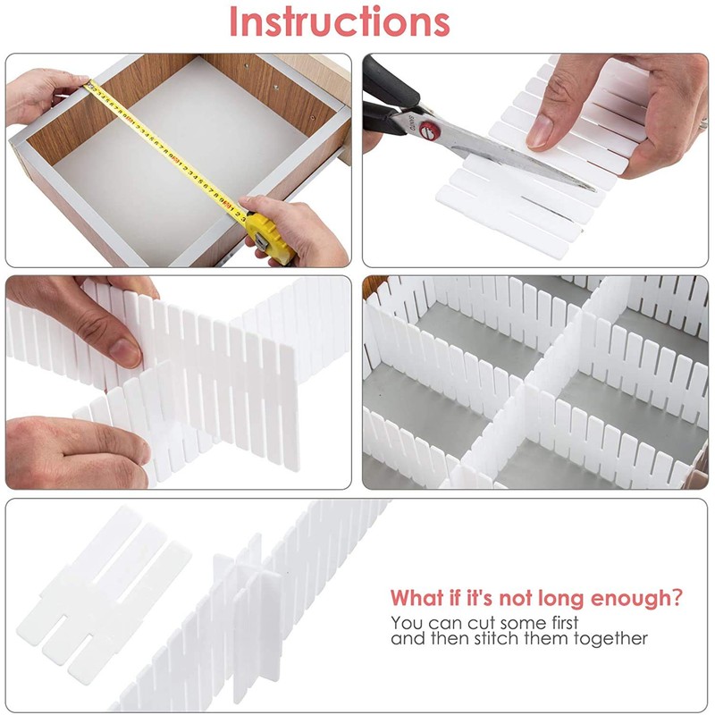 Flytianmy 40Pcs Drawer Dividers, Adjustable Drawer Organizer for Socks, Underwear,
