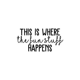 Vinyl Wall Art Decal - This is Where The Fun Stuff Happens - 12.5" x 25" - Trendy Funny Quote for Home Apartment Daycare Playroom Classroom School Office Decoration Sticker