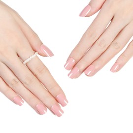 24PCS Press-On Nails Short Square - Solid Color Fake Nails with Glue Tabs, UV Glossy Reusable Gel Nail Tips, Pre-glued Wearable Nails for Women