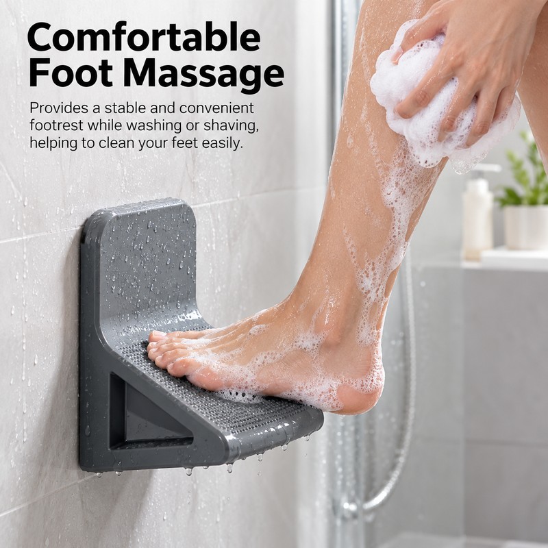 Bathroom Foot Rest for Body Cleaning – Freestanding Plastic Single-Tier