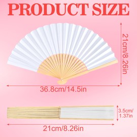 NEBURORA 24Pcs White Handheld Paper Fans 8.3 Inch Hand Held Bamboo Fans Foldable for Wedding Decoration Outdoor Party Favors DIY Decoration Dancing Photography Props