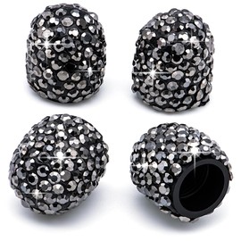 MEAJOO 4PCS Bling Crystal Diamond Tire Stem Valve Caps, Dustproof Car Wheel Tire Valve Caps Universal Tire Valve Stem Covers for Cars, SUV, Trucks, Bikes, Motorcycles, Bicycles (Glossy Black)