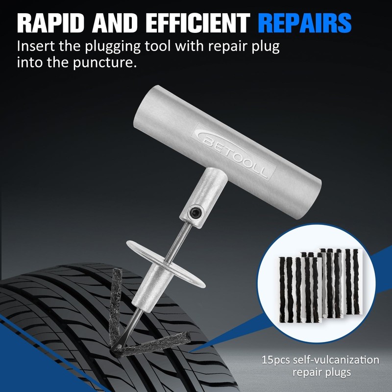 BETOOLL 35pcs Tire Repair Kits,Tire Plug Repair Tools for Car,
