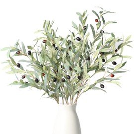 Melorca&Guilla Artificial Plants,6PCS 39" Green Olive Faux Branches for Vase,Tall Olive Branches Faux Greenery Stems Artificial Plants for Shop Garden Office Home Décor (6, Green Olives)