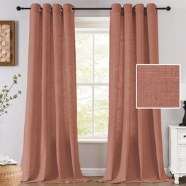 H.VERSAILTEX Linen Curtains 84 Inch Length for Living Room 2 Panel Set Neutral Modern Farmhouse Window Privacy Linen Fabric Drapes for Farmhouse Window Treatment Curtains, 52 x 84 - Terracotta