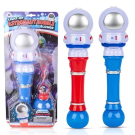 Astronaut Bubble Blower Wand, Forest & Twelfth Light Up Bubble Blowing Wands for Kids with LED Effects, Battery-Powered Bubble Blaster, Bubble Gun for Boys and Girls, Includes Bubble Solution