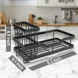 Ruiqas Organizador para Fregadero de Cocina Portaesponjas con Bandeja Extraíble Acero Inoxidable Recipiente para Jabon de Trastes
