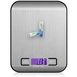 Digital kitchen scale 5kg/1g high-precision food scale with backlit LCD display, stainless steel multifunctional scale (5kg)