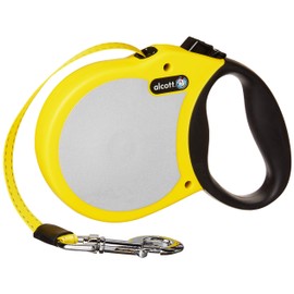 Alcott Visibility Retractable Reflective Belt Leash, 16' Long, Small for Dogs Up to 45 lbs, Neon Orange with Reflective Accents