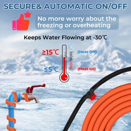 BDDFOTO Heating Cable - Pipe Heating 25W/m for Gutters and Downpipes with Temperature Sensor 4m