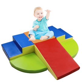 Goldshire 6-Piece Baby Soft Foam Climbing Blocks Set, PU Leather Toddlers Climbing Toys, Non Slip Foam Play Gym Climbing Structures for Toddlers 3, Indoor Climb and Crawl Activity Play Set