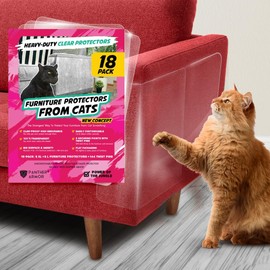 Panther Armor 18-Pack Furniture Protectors from Cats Scratch - Couch Protector for Cats - Anti Cat Scratch Furniture Protector - Couch Guards for Cats,Clear,18-pack + 144 Pins (PARM12288)
