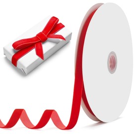 Red Velvet Ribbon 3/8 Inch x 25 Yards: Velvet Ribbons for Gift Wrapping Valentines & Wedding Flower Bouquet Packaging, Bow Making Mother's Day Decorations and Wreath Crafts Decoration