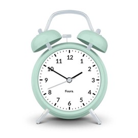 Fisura – Analog Alarm Clock Without Ticking, with LED Night Light – Mint Green Metal – 6.3 x 4.5 x 2.1 in