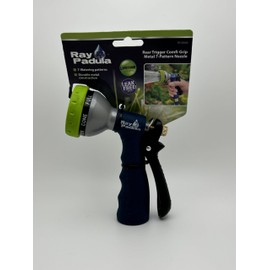 Ray Padula Comfort-Grip Metal 7-Pattern Garden Nozzle, Navy Blue and Green