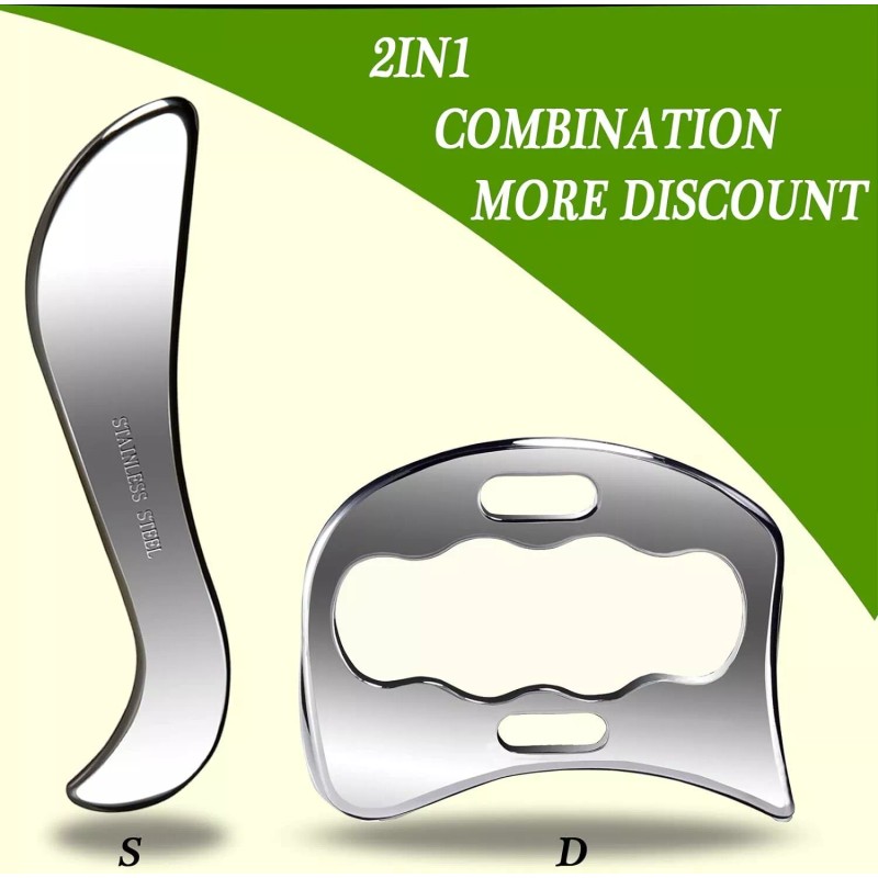 BYYDDIY 2 in 1 Stainless Steel Muscle Scraper Tools Set