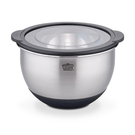 GSW Primo Serving Bowl, 16 cm, High-Quality Stainless Steel Mixing & Salad Bowl with Airtight Lid, Dough Bowl, Kitchen Bowl & Serving Bowl, 1.2 L, Silver