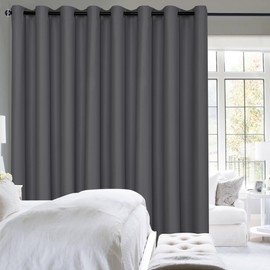 Hiasan Room Divider Blackout Curtains,Extra Wide 100 x 84 Inches Energy Smart&Noise Reducing Grommet Thermal Insulated Curtain for Patio Door,Any Room Partition,1 Panel Sewn with Tiebacks,Dark Grey