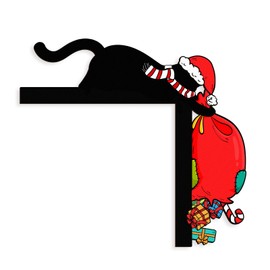 Pigort Christmas Decorations Funny Black Cat Door/Window Coner Toppers Windows Walls DIY Craft for Christmas Party Ornament (Black cat 3)