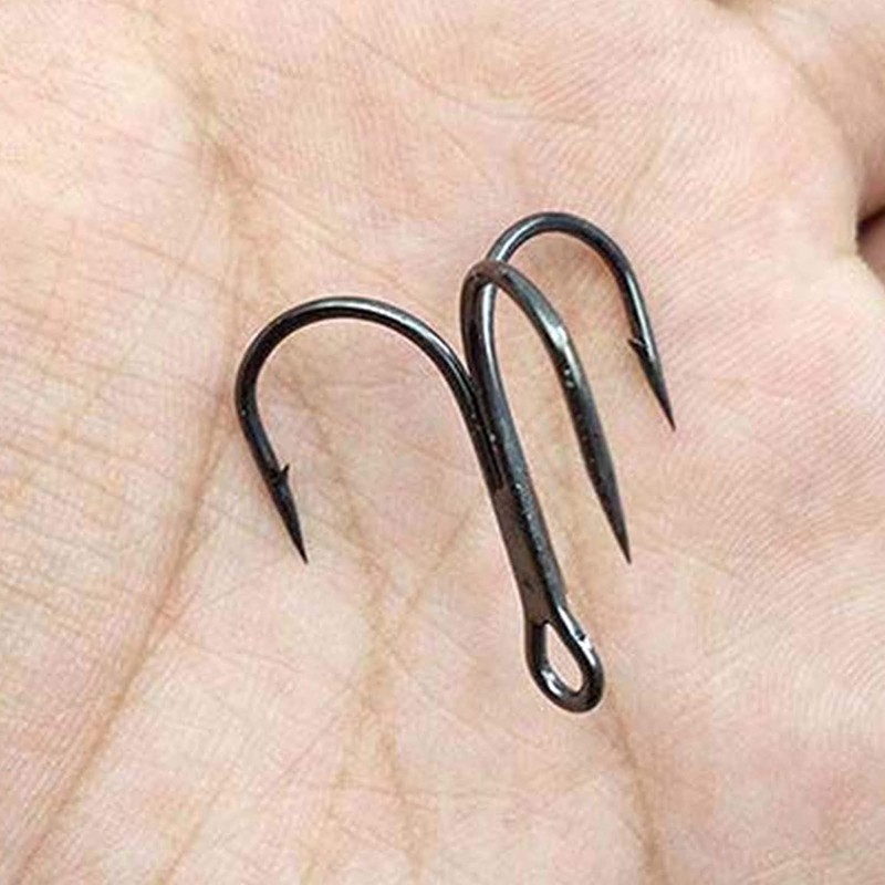 180pcs/Box Treble Fishing Hooks Sharp Round Bend Treble Hooks Strong