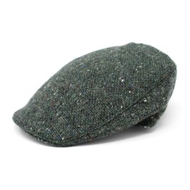 Hanna Hats Traditional Irish Wool Touring Cap, Satin Lined, Made in Ireland (US, Alpha, XX-Large, Green Fleck)