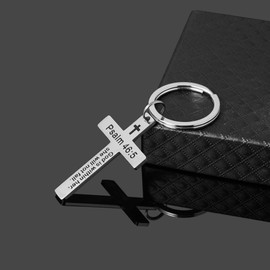 Ldurian Easter Basket Stuffer Gifts Christian Keychain, Cross Key Chain for Men Religious Scripture, Bible Verse Keychain, Psalm 46:5, Stainless Steel, No Gemstone