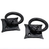 SaKeGa Small Ring Door Knocker or Cabinet Pulls - True Solid CAST Iron - Blackened Hammered Finish - Set of 2 Pcs