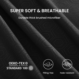 SLEEP ZONE Luxury Embossed Queen Sheets Set, Black Honeycomb Pattern Sheet & Pillowcase Sets 4 Piece - Super Soft, Wrinkle Free, Fade Resistant, Deep Pocket 16" (Black, Queen)